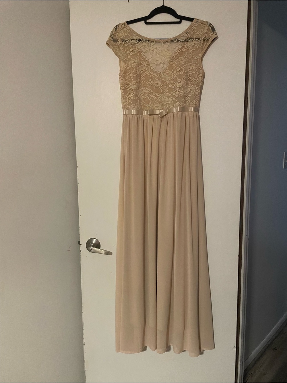 Rephyllis Champagne Lace Chiffon Maxi Dress Size M Formal Bridesmaid